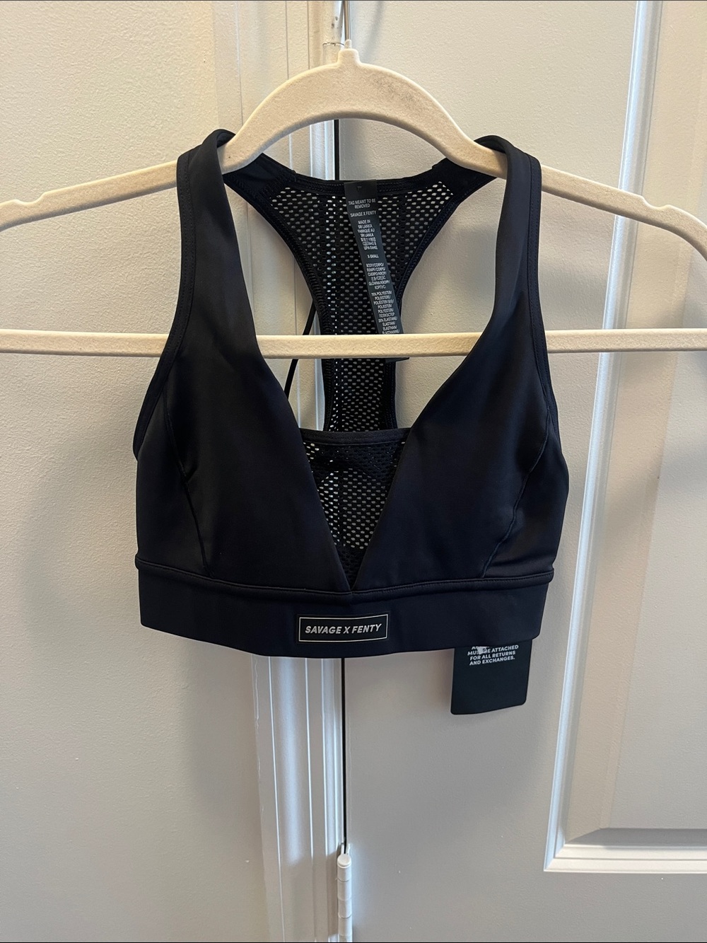 Savage X Fenty Black Plunge Racerback Sports Bra